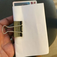 My sad wallet setup. Paper and a binder clip. 